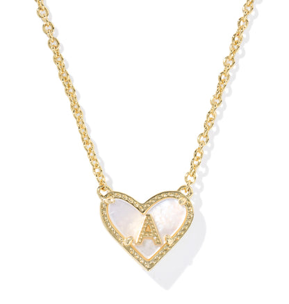 Kendra Scott Heart Letter Pendant Necklace Gold Mother of Pearl Choose A-W