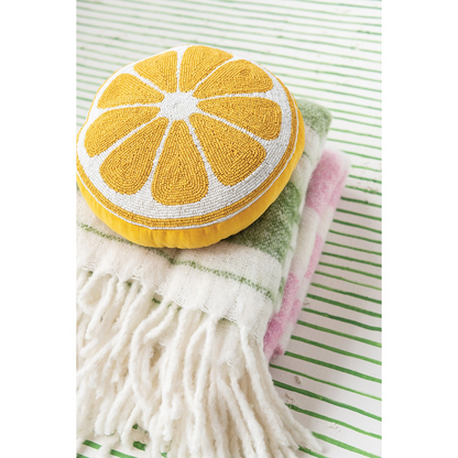 Glass Beaded Lemon Pillow