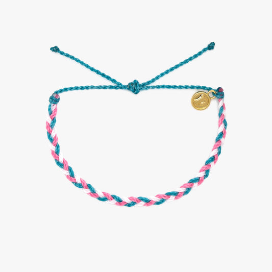 PURAVIDA TEAL, PINK, WHITE BRAIDED BRACELET
