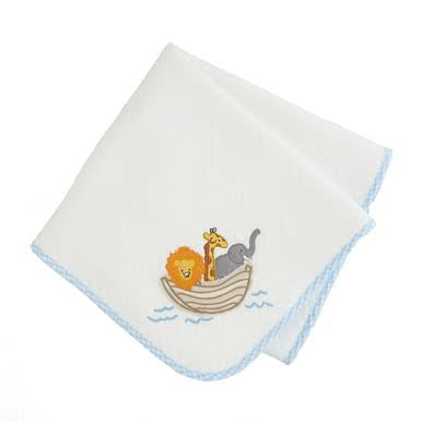 MUDPIE NOAHS ARK QUILTED BLANKET BLUE