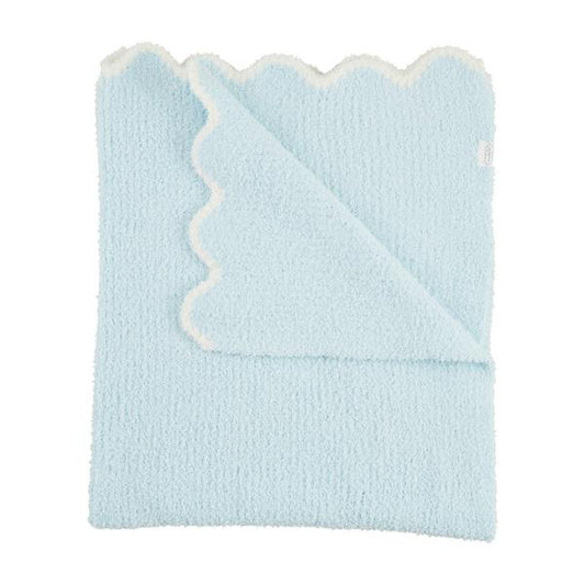MUDPIE BLUE SCALLOP CHENILLE BABY BLANKET