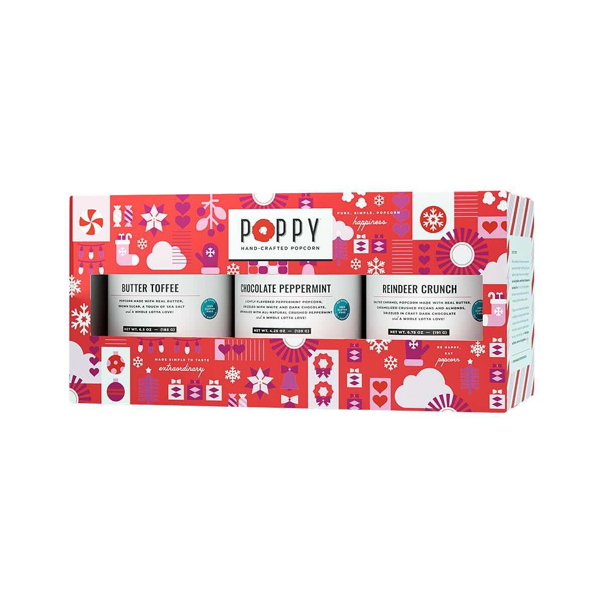 HOLIDAY CYLINDER TRIO POPPY POPCORN SET