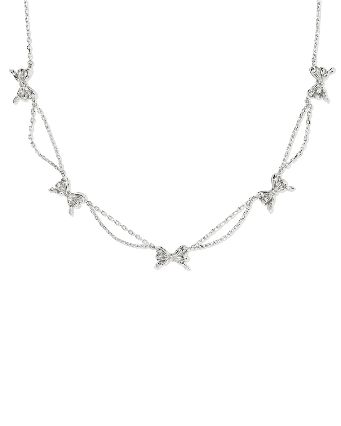 KENDRA SCOTT SILVER BOW STRANDS NECKLACE