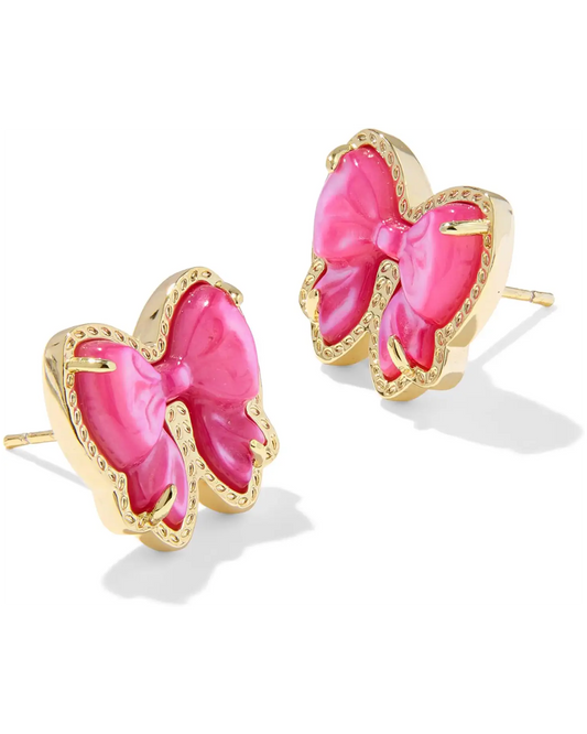 KENDRA SCOTT GOLD ROSE VIOLET BOW EARRINGS