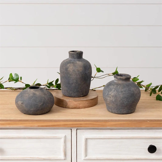 Black Distressed Vases