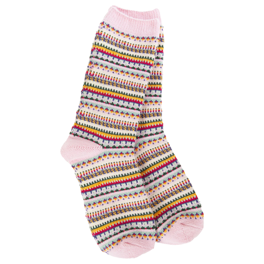 World’s Softest Socks-Weekend Boho Crew Pink Stripes