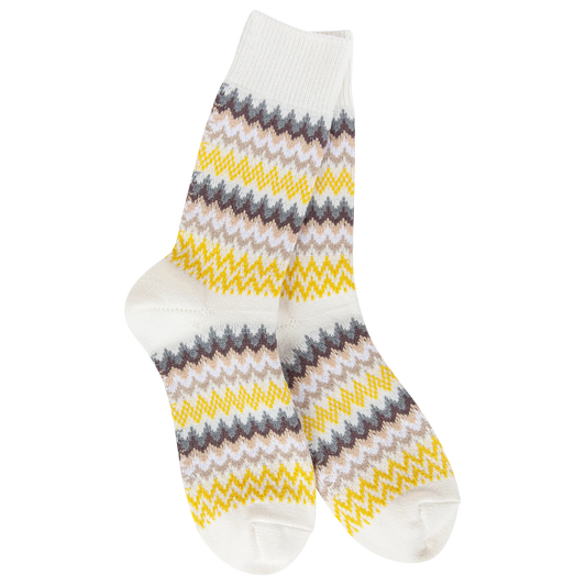 World’s Softest Socks-Weekend Zig Zag Crew Cloud Multi
