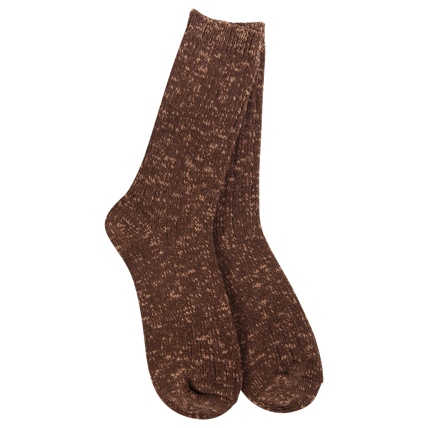 World’s Softest Socks-Weekend Cotton Slub Marled Crew Coffee