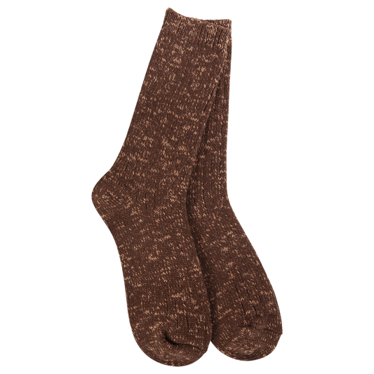 World’s Softest Socks-Weekend Cotton Slub Marled Crew Coffee