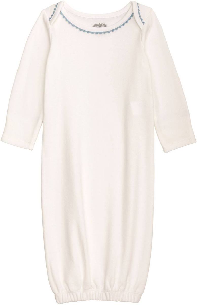 MUDPIE Blue Crochet Trim Gown 0-3M