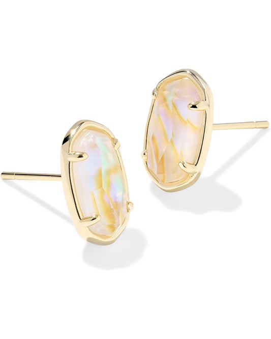 Kendra Scott Grayson Stone Stud Earrings Iridescent Abalone Gold