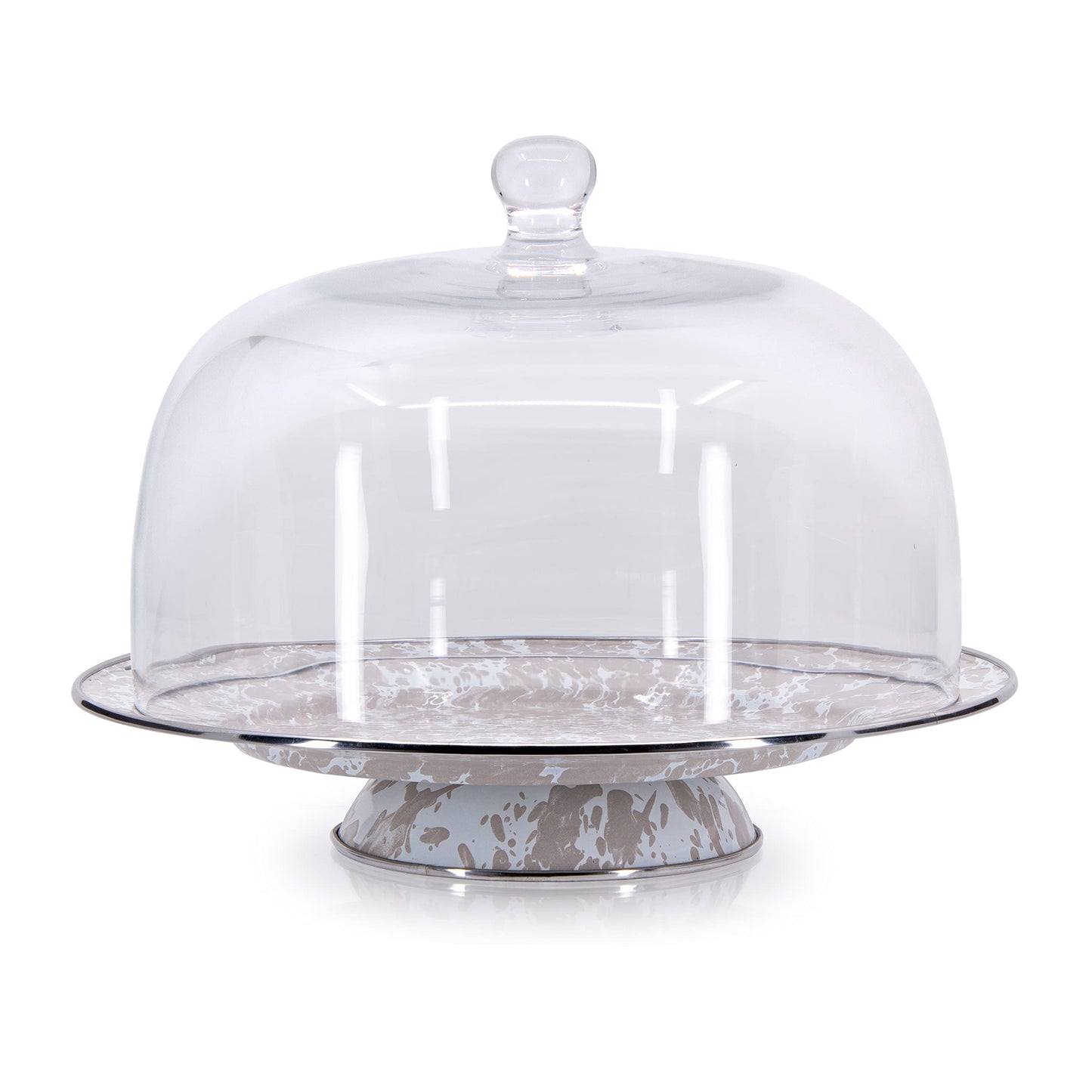 Golden Rabbit Swirl Cake Plate & Cover, Taupe
