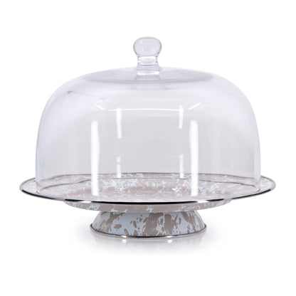 Golden Rabbit Swirl Cake Plate & Cover, Taupe
