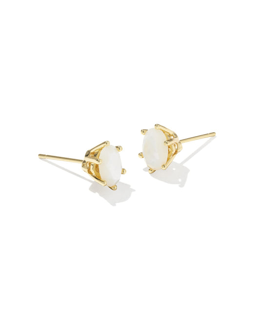 Cailin Crystal Stud Earring Gold White Mother Of Pearl