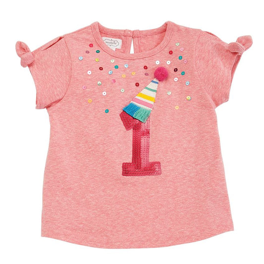 Mudpie One Birthday Tee Pink 12/18 mths