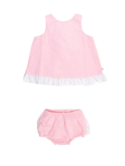 Rufflebutts Pink & White Swiss Dot Swing Top & Bloomer Set 18-24 Months