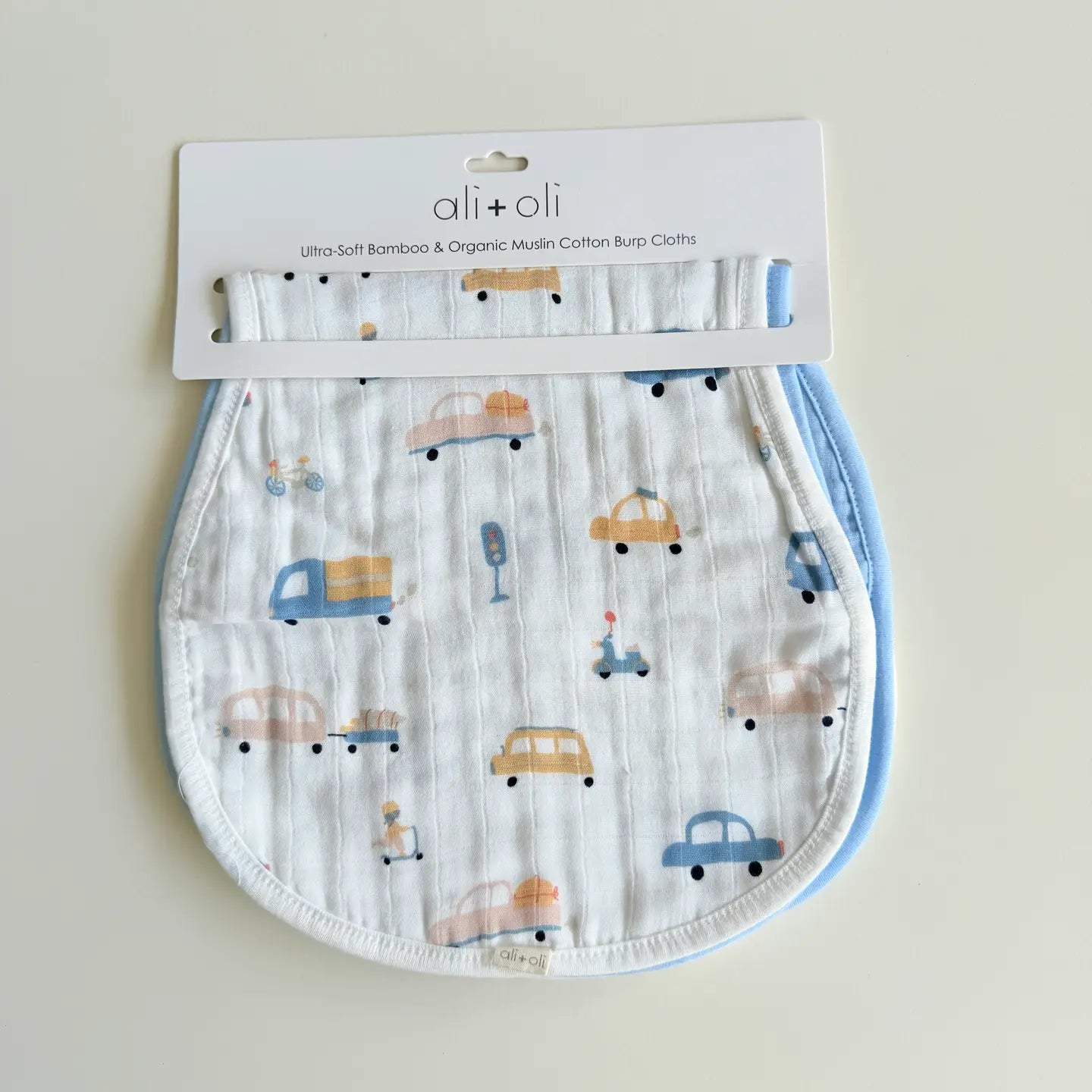 Ali & Oli Bamboo Muslin Burp Cloth Set 2-Pack (Autos/Blue)
