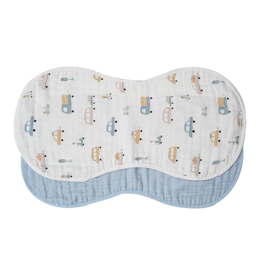 Ali & Oli Bamboo Muslin Burp Cloth Set 2-Pack (Autos/Blue)