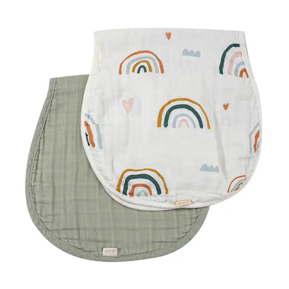 Ali & Oli Bamboo Muslin Burp Cloth Set 2-Pack (Rainbow/Apple)