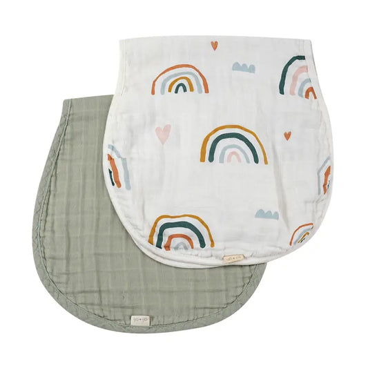 Ali & Oli Bamboo Muslin Burp Cloth Set 2-Pack (Rainbow/Apple)