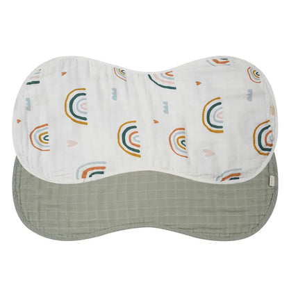 Ali & Oli Bamboo Muslin Burp Cloth Set 2-Pack (Rainbow/Apple)