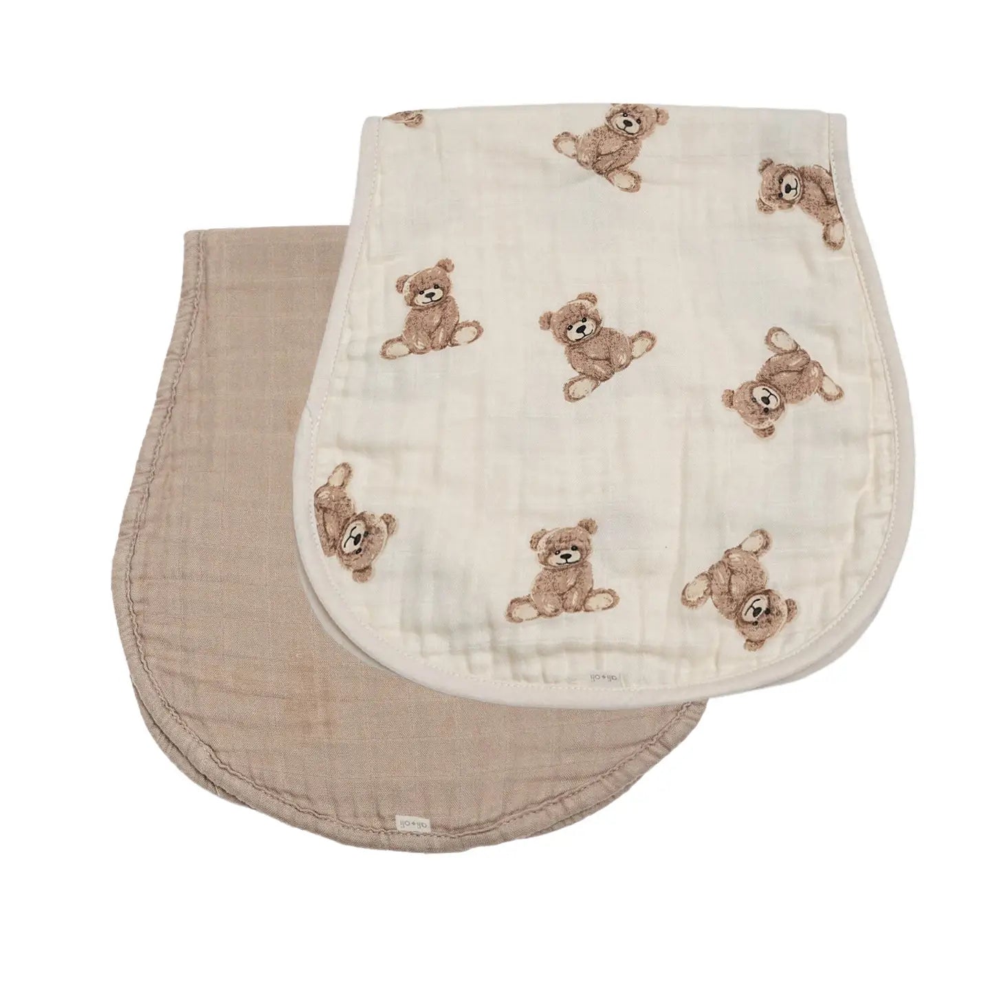 Ali & Oli Bamboo Muslin Burp Cloth Set 2-Pack (Teddy/Taupe)
