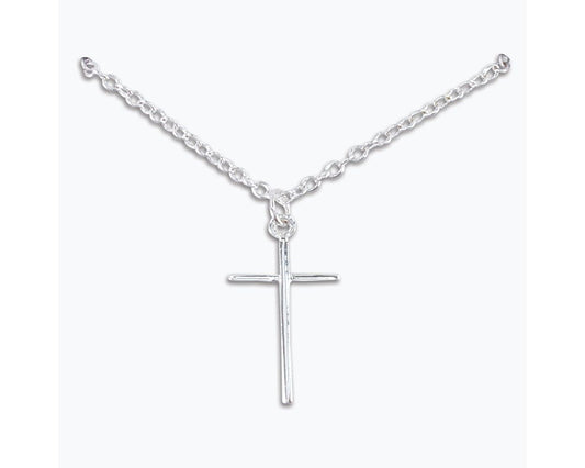Periwinkle Silver Cross Necklace
