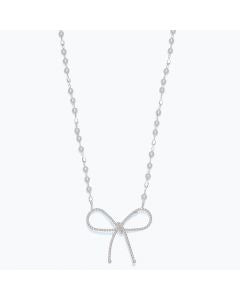 Periwinkle Delicate Silver Bow Necklace