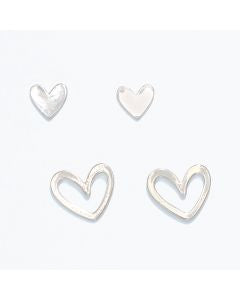 PERIWINKLE SILVER HEART EARRING SET