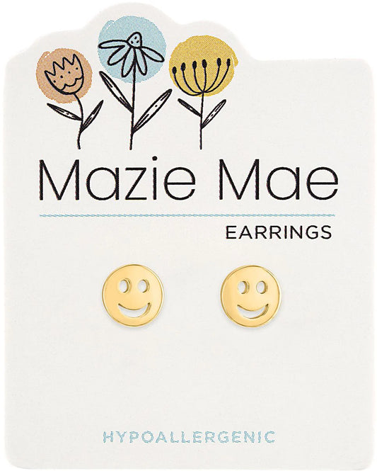 MAZIE MAE GOLD SMILEY FACE EARRINGS