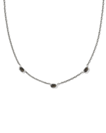 KENDRA SCOTT MINI ELISA THREE STRAND SILVER GOLDEN OBSIDIAN