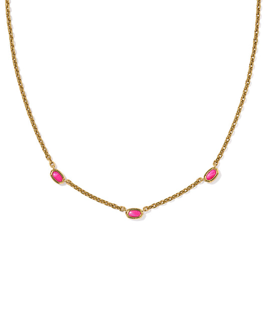 KENDRA SCOTT MINI ELISA THREE STRAND GOLD FUCHSIA