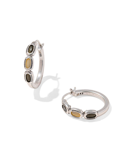 KENDRA SCOTT MINI ELISA SILVER HOOP BLACK MIX