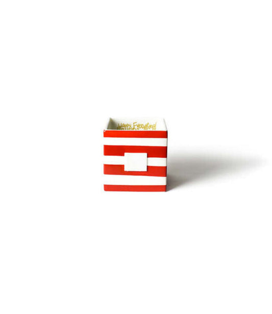 HAPPY EVERYTHING RED WHITE STRIPED CUBE