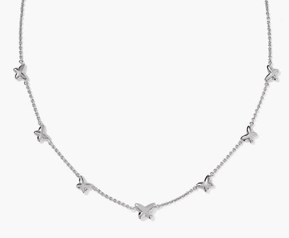 KENDRA SCOTT LILLIA BUTTERFLY SILVER AND PINK NECKLACE