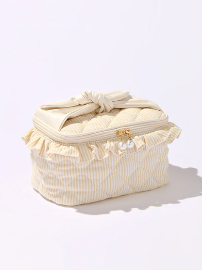 Shiraleah Beige Ruffle Cosmetic Case