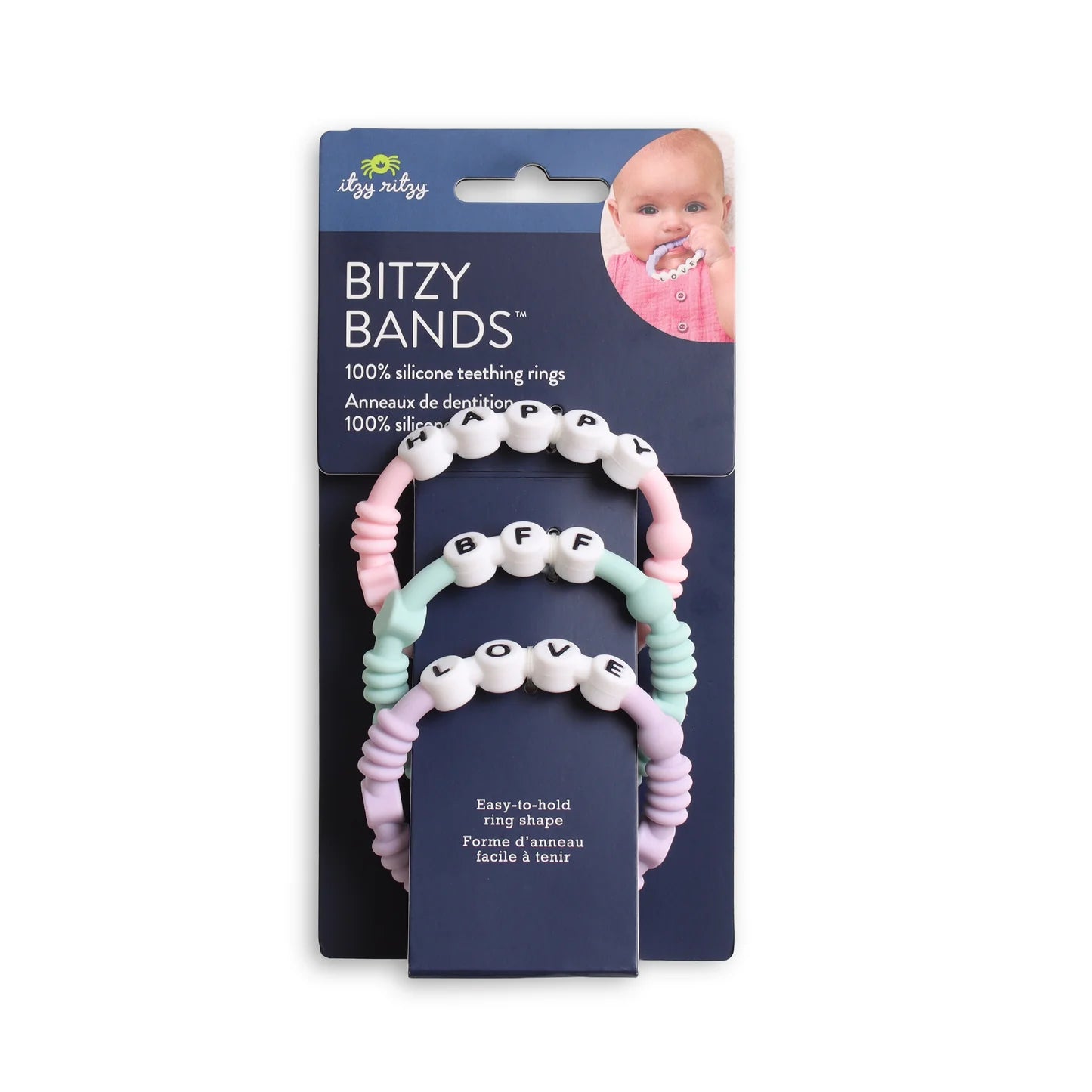 Itzy Ritzy Bitzy Bands Silicone Teether-Pink Blue Purple