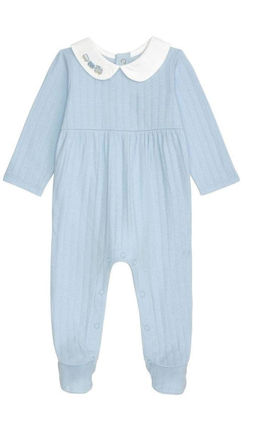 Mudpie Blue Layette Train Sleeper 0-3M