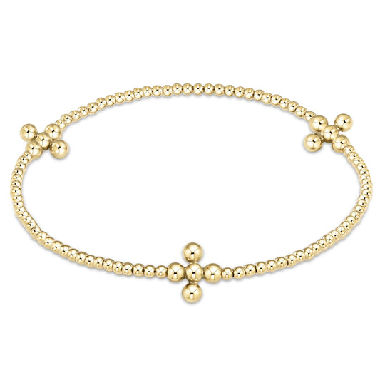 ENEWTON BEADED 3MM GOLD SIGNATURE CROSS 2MM GOLD BRACELET