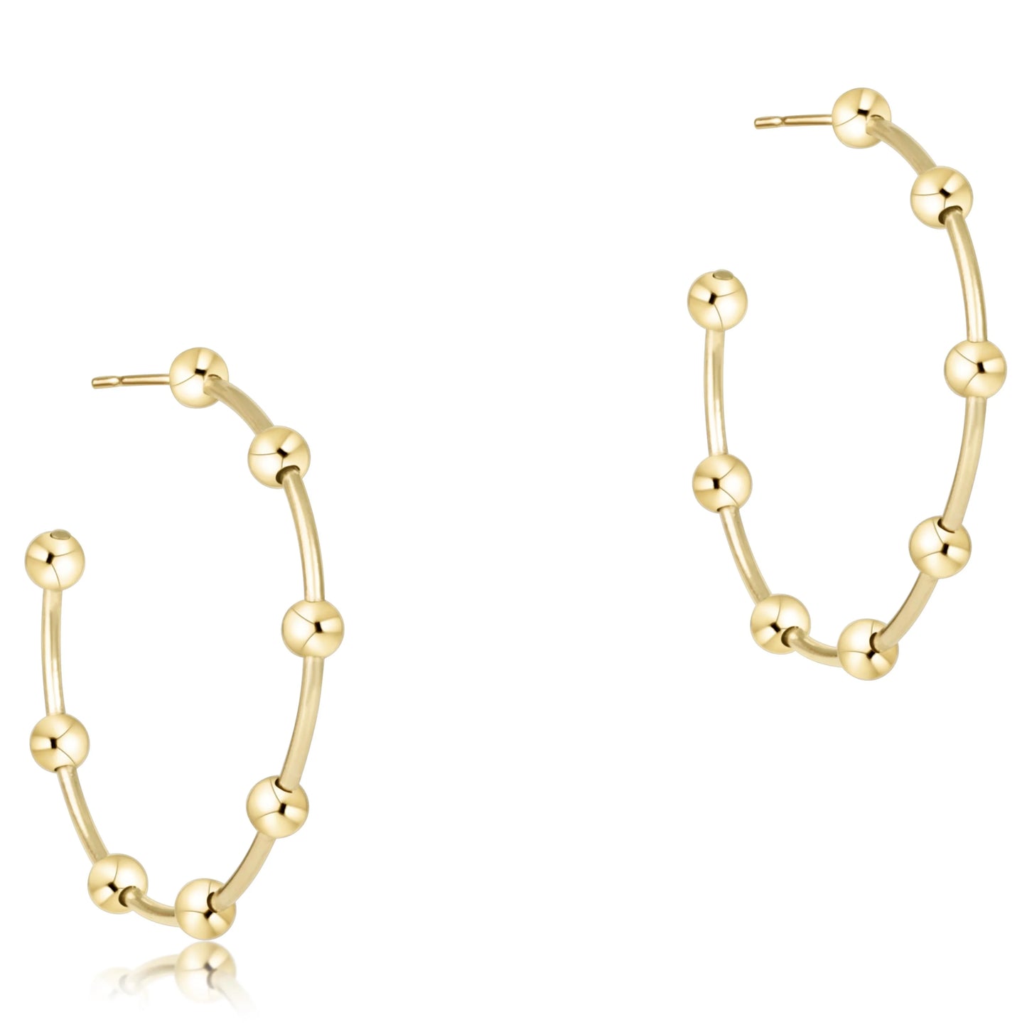 ENEWTON  BEADED SIMPLICITY 1” HOOP GOLD 4MM EARRINGS