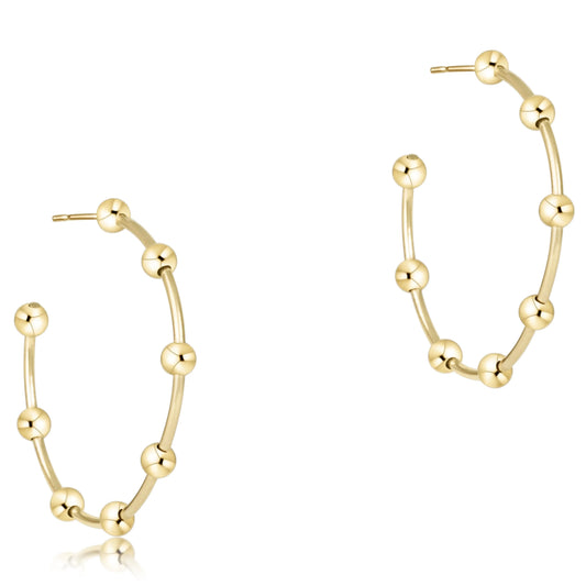 ENEWTON  BEADED SIMPLICITY 1” HOOP GOLD 4MM EARRINGS