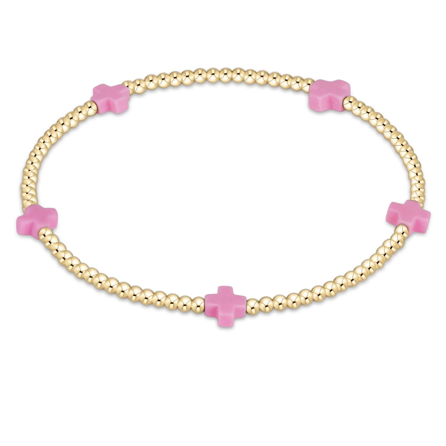 ENEWTON SIGNATURE CROSS SMALL 2MM GOLD BRIGHT PINK BRACELET