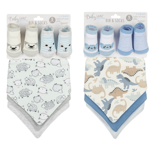 Baby Ganz Bib & Sock 5 pc set