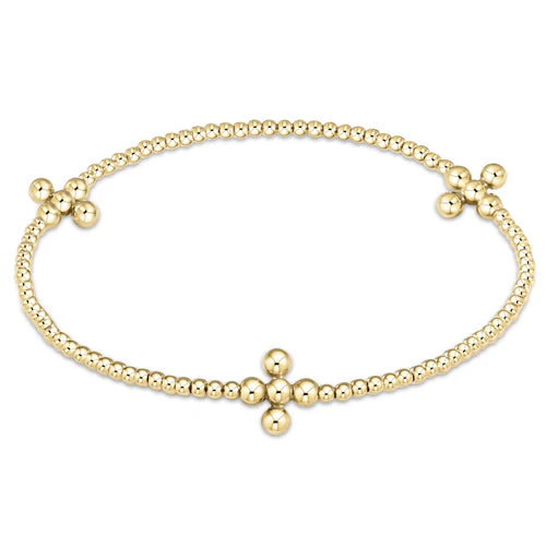 ENEWTON SIGNATURE CROSS GOLD PATTERN 2MM BEAD BRACELET