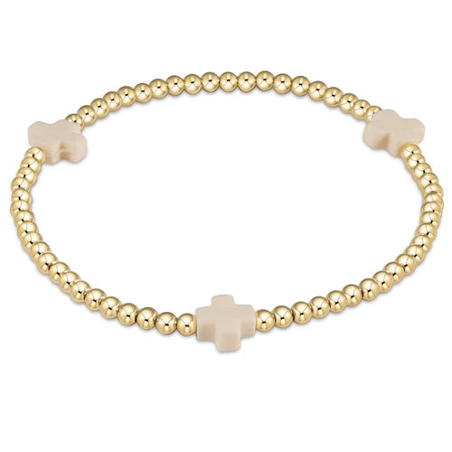 ENEWTON SIGNITURE CROSS GOLD 2MM BRACELET OFF-WHITE