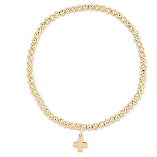 ENEWTON EGIRL CLASSIC GOLD BEAD BRACELET 3MM SIGNATURE CROSS CHARM