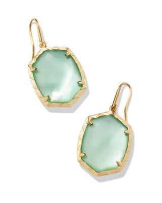 KENDRA SCOTT DAPHNE GOLD DROP EARRINGS LIGHT GREEN