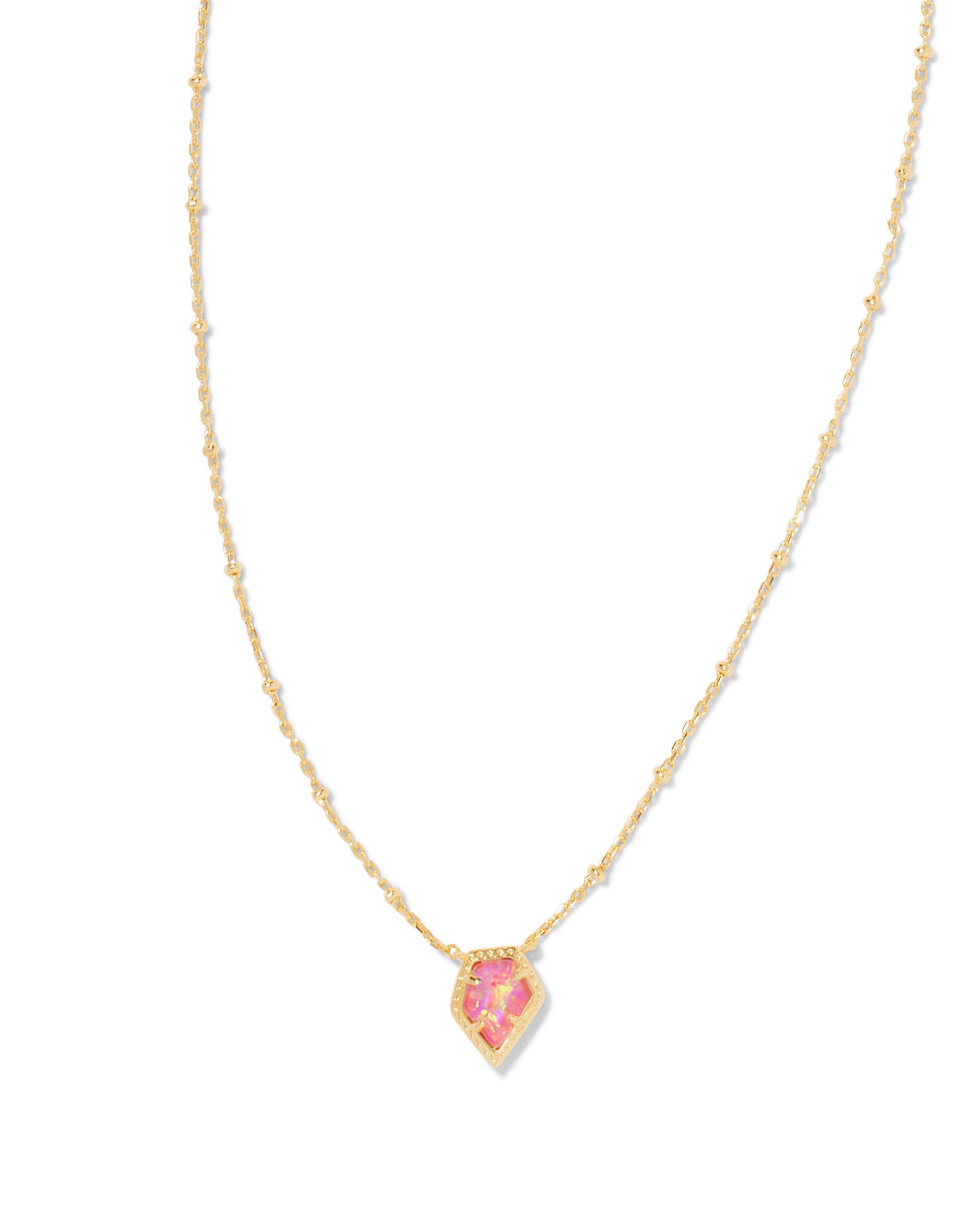 KENDRA SCOTT GOLD FRAMED TESS ROSE PINK OPAL NECKLACE