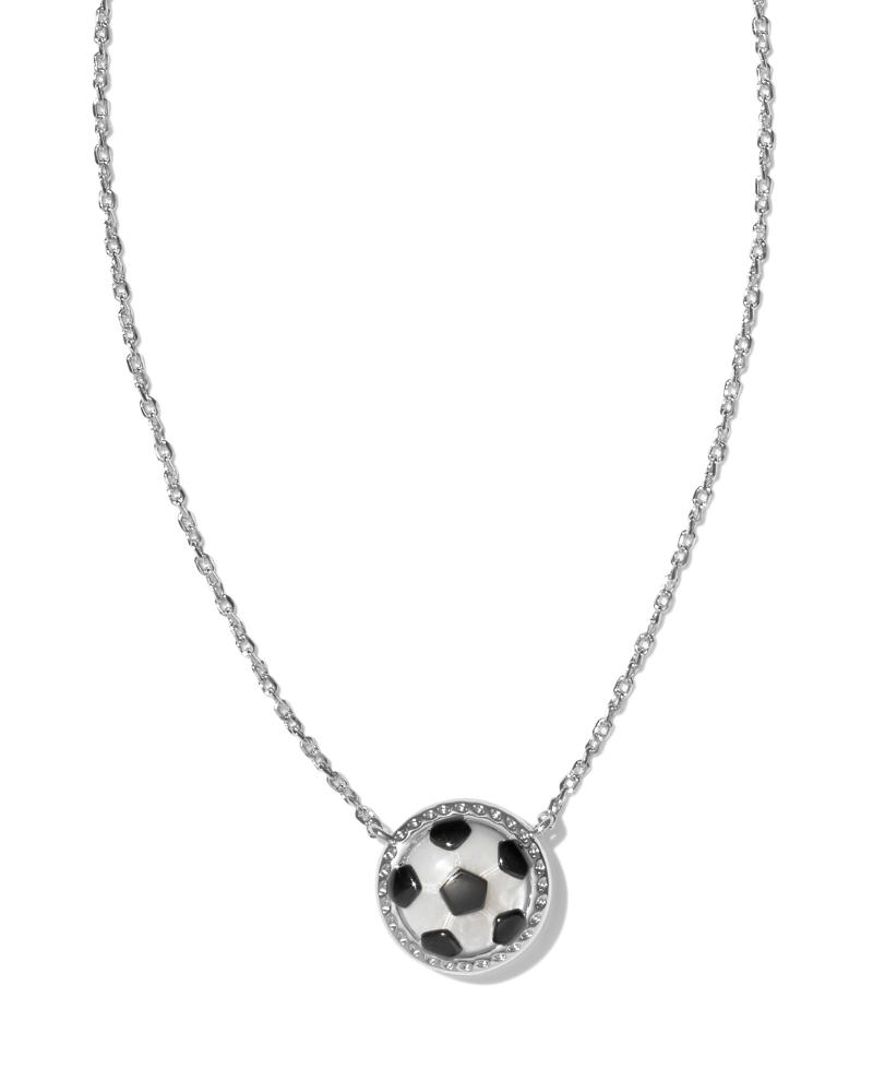 KENDRA SCOTT SOCCER SHORT PENDANT NECKLACE SILVER IVORY MOTHER OF PEARL