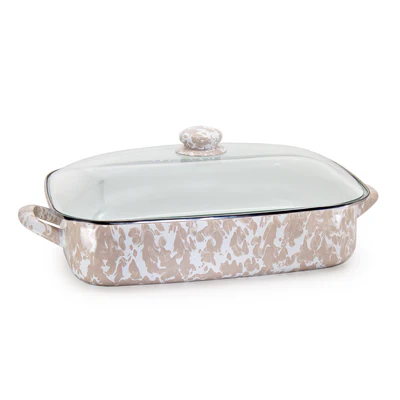 Golden Rabbit Taupe Swirl Roasting Pan